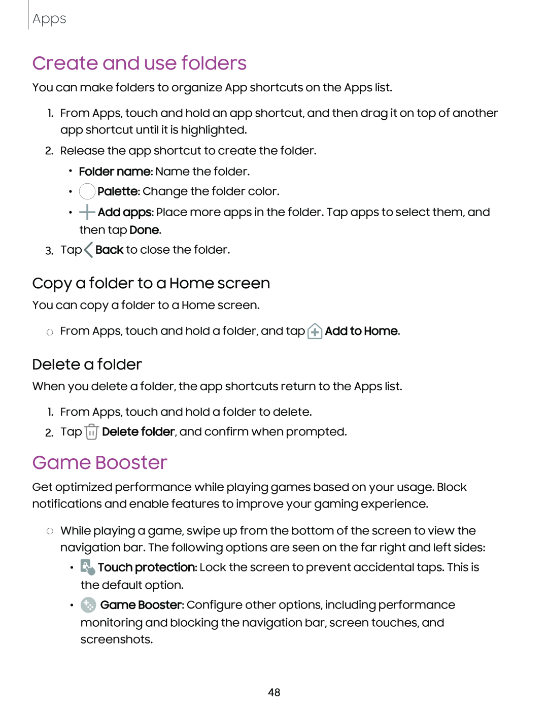 Create and use folders Galaxy Tab A7 Lite Spectrum Mobile