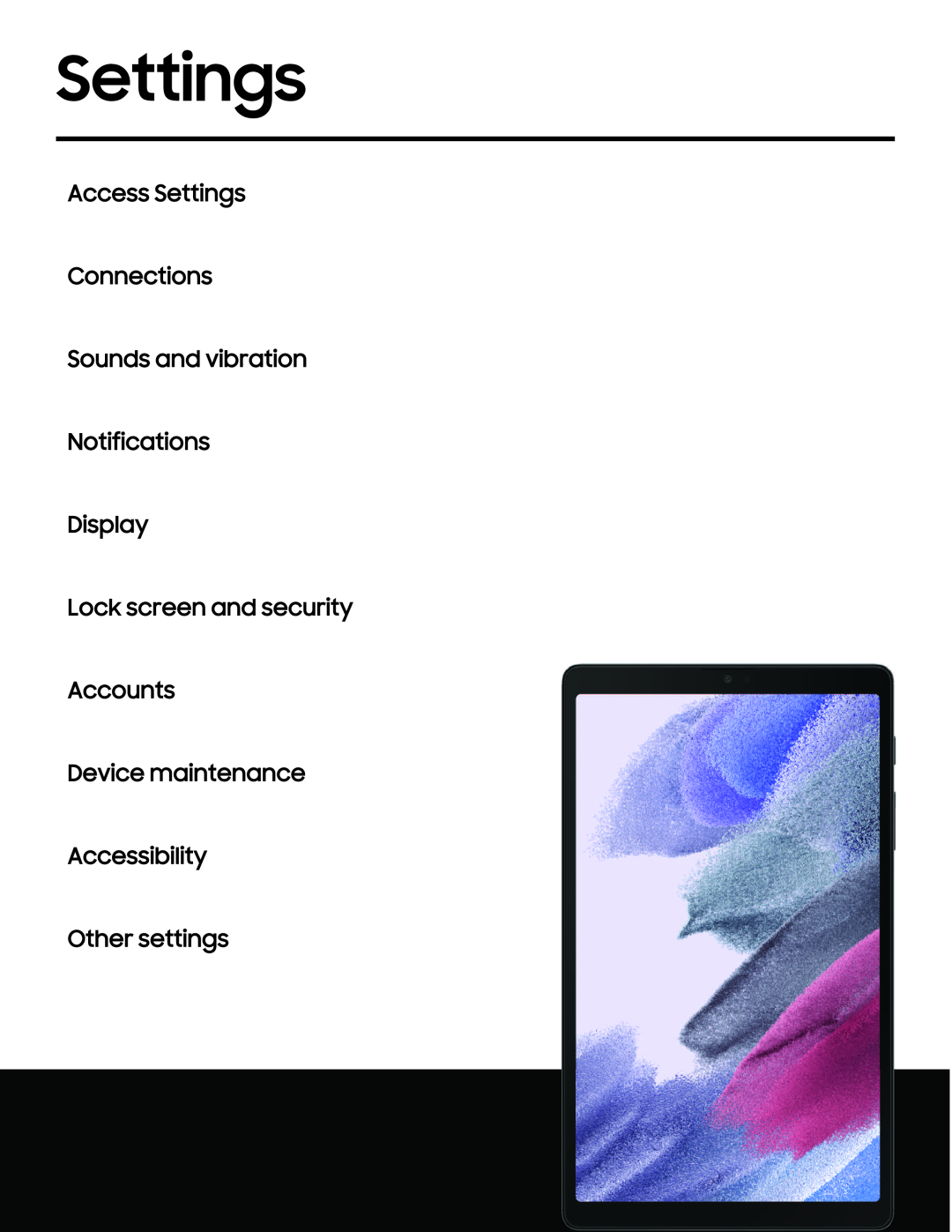 Settings Galaxy Tab A7 Lite Spectrum Mobile