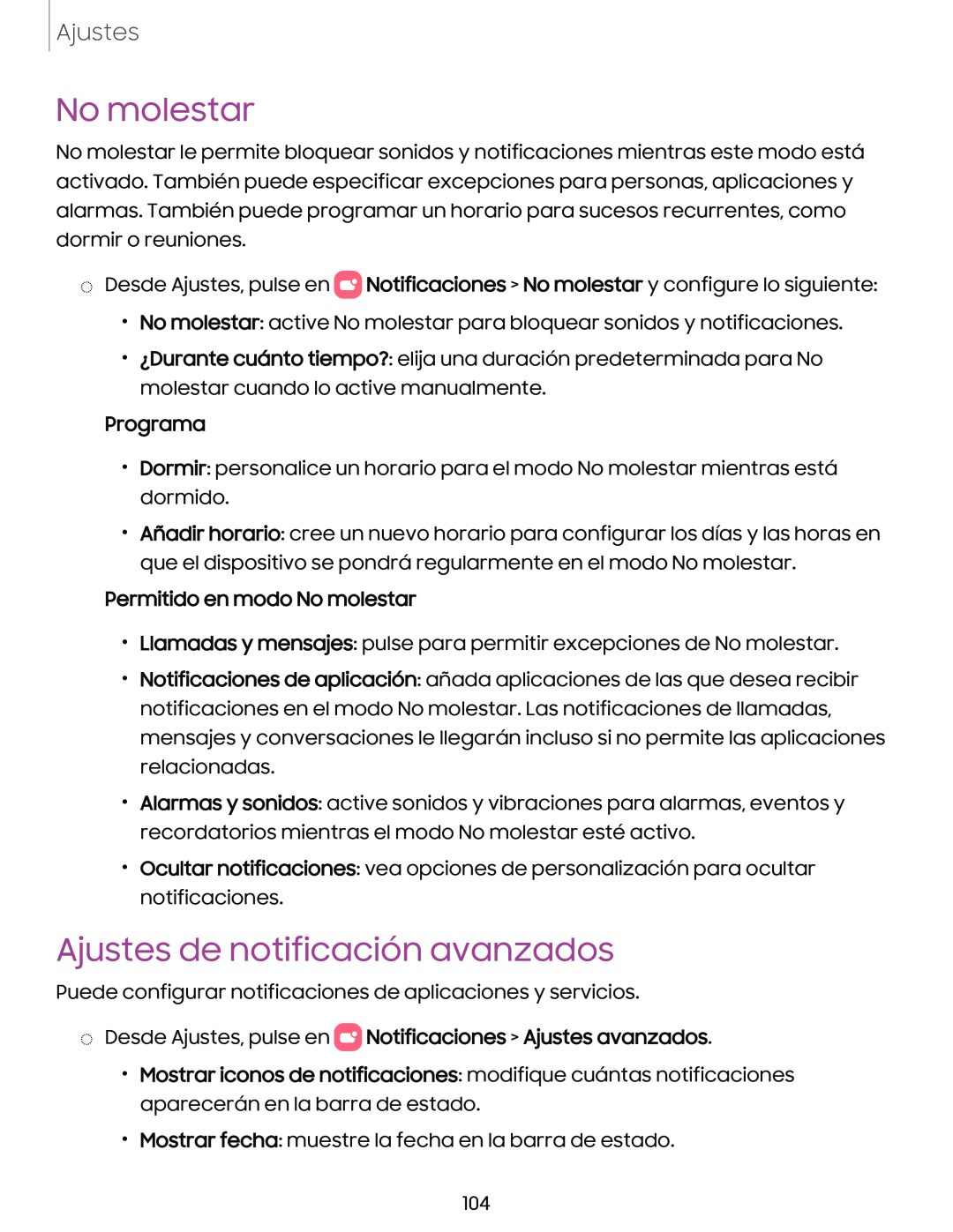 Ajustes de notificación avanzados Galaxy Tab A7 Lite Spectrum Mobile