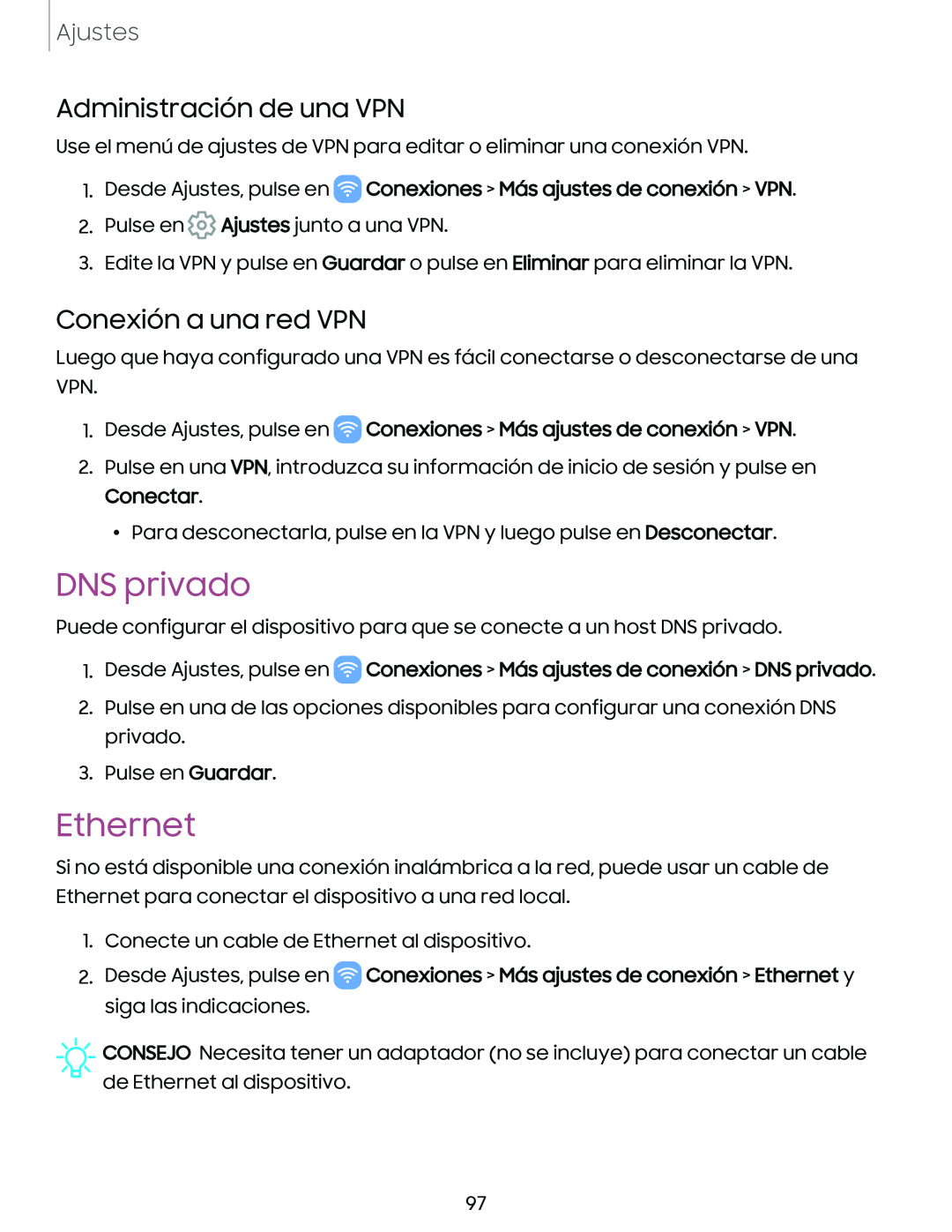 DNS privado Galaxy Tab A7 Lite Spectrum Mobile