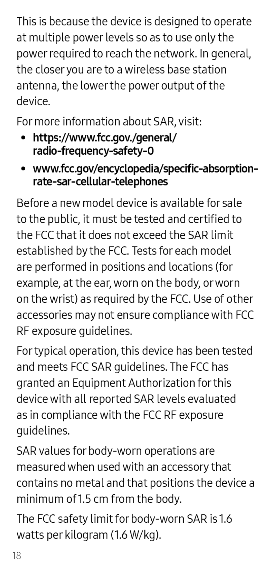 •https://www.fcc.gov./general/ radio-frequency-safety-0 Galaxy S10e Spectrum Mobile