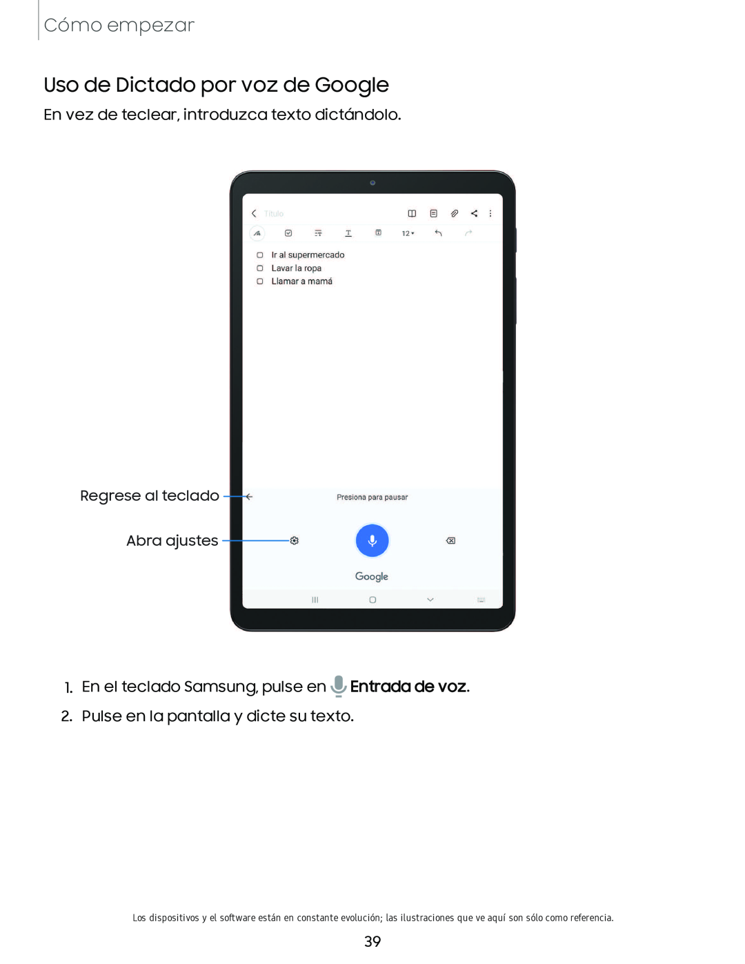 Uso de Dictado por voz de Google Galaxy Tab A 8.4 T-Mobile