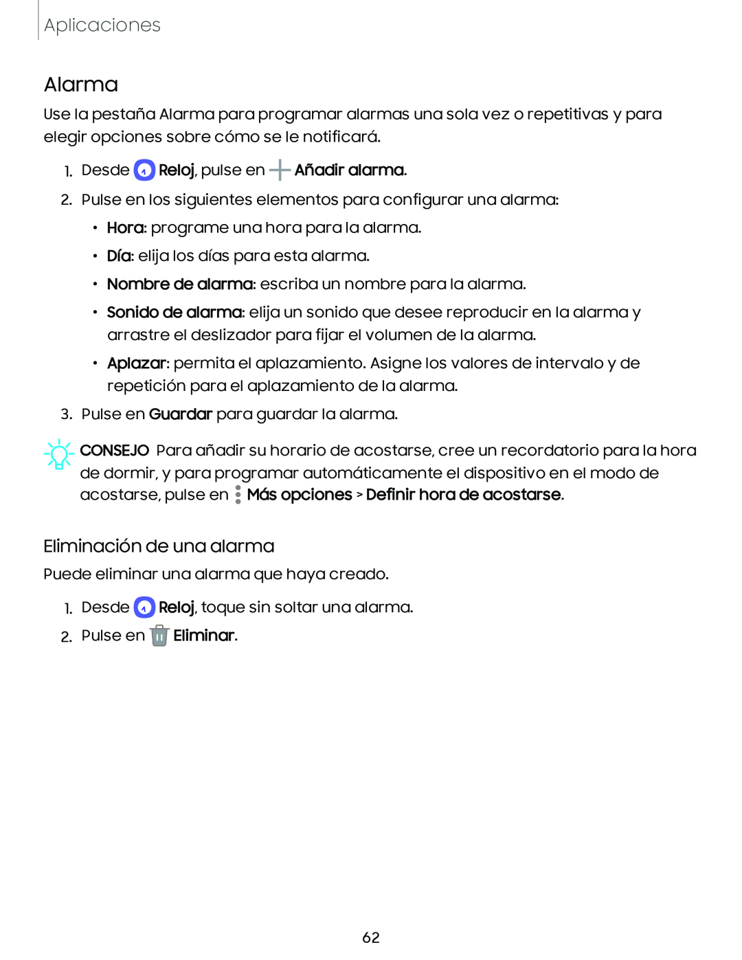 Eliminación de una alarma Alarma