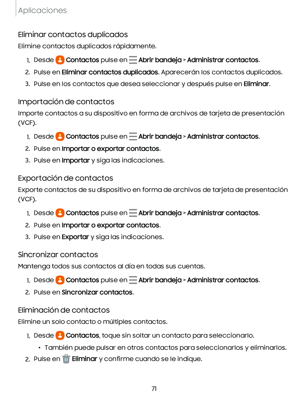 Eliminar contactos duplicados Importación de contactos