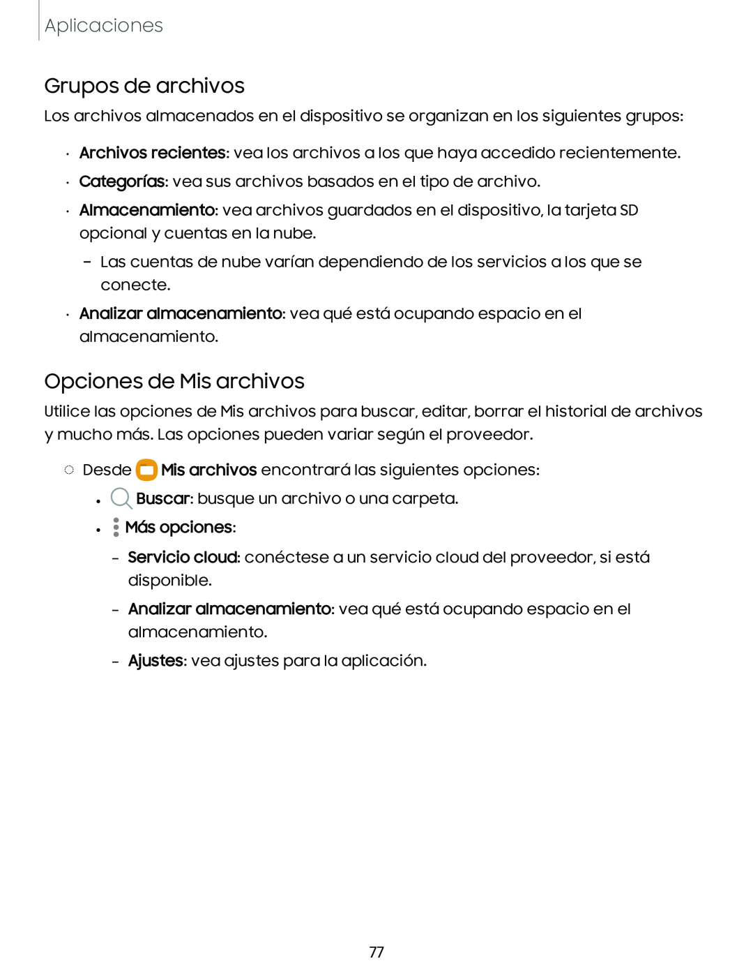 Opciones de Mis archivos Galaxy Tab A 8.4 T-Mobile