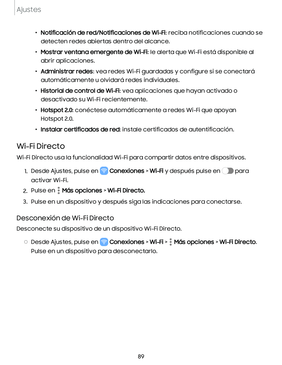 Desconexión de Wi-FiDirecto Wi-FiDirecto