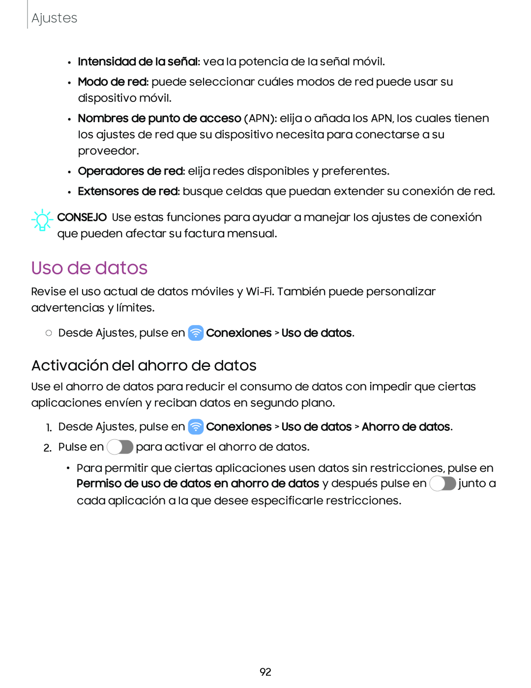 Activación del ahorro de datos Galaxy Tab A 8.4 T-Mobile