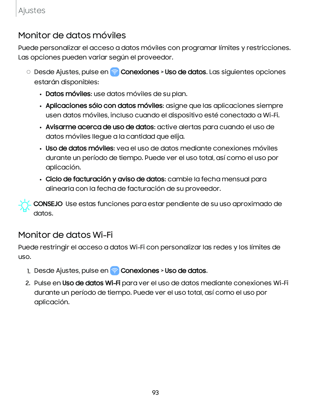 Monitor de datos móviles Monitor de datos Wi-Fi