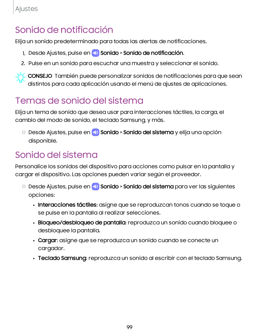 Sonido de notificación Temas de sonido del sistema