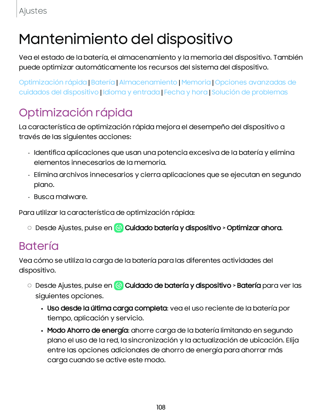 Optimización rápida Batería