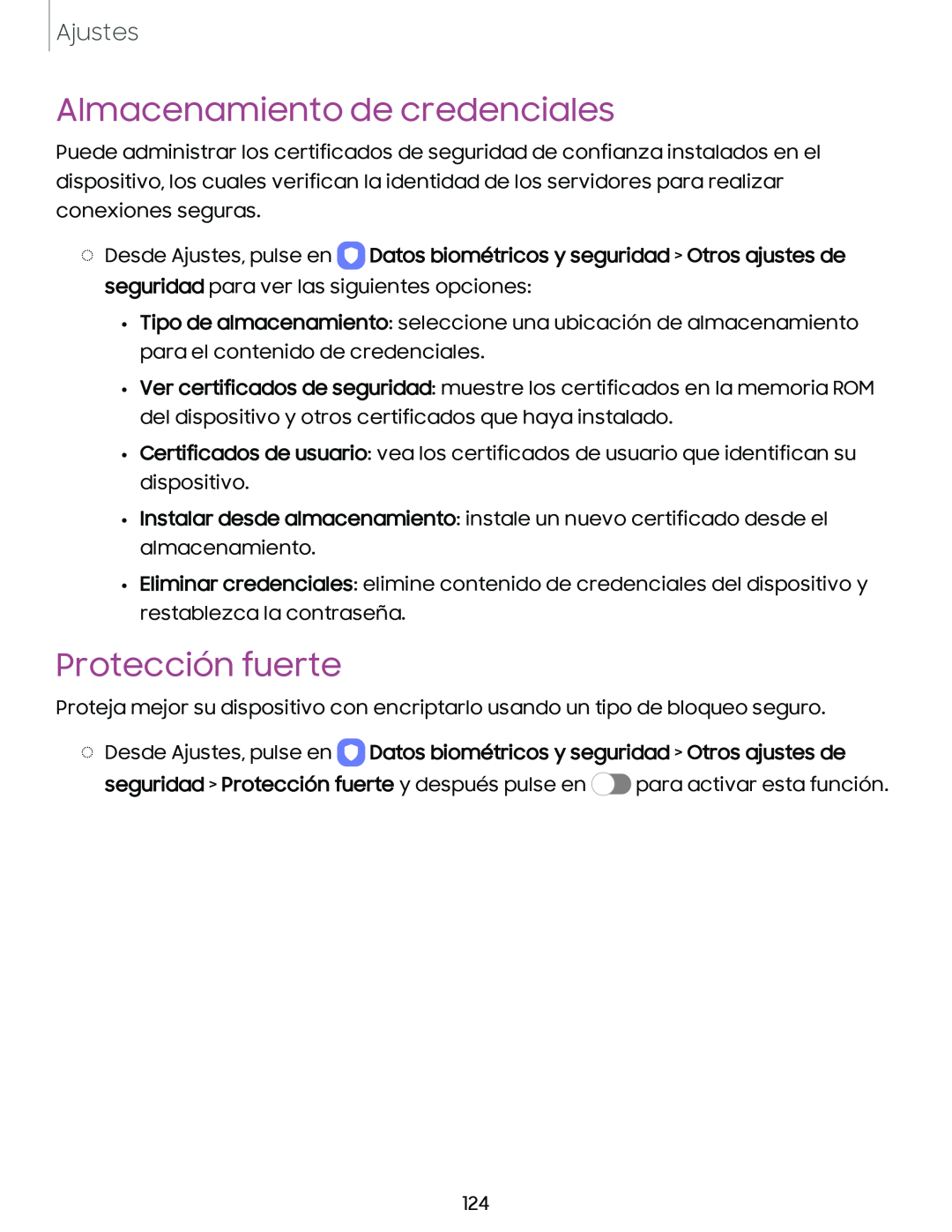 Almacenamiento de credenciales Protección fuerte