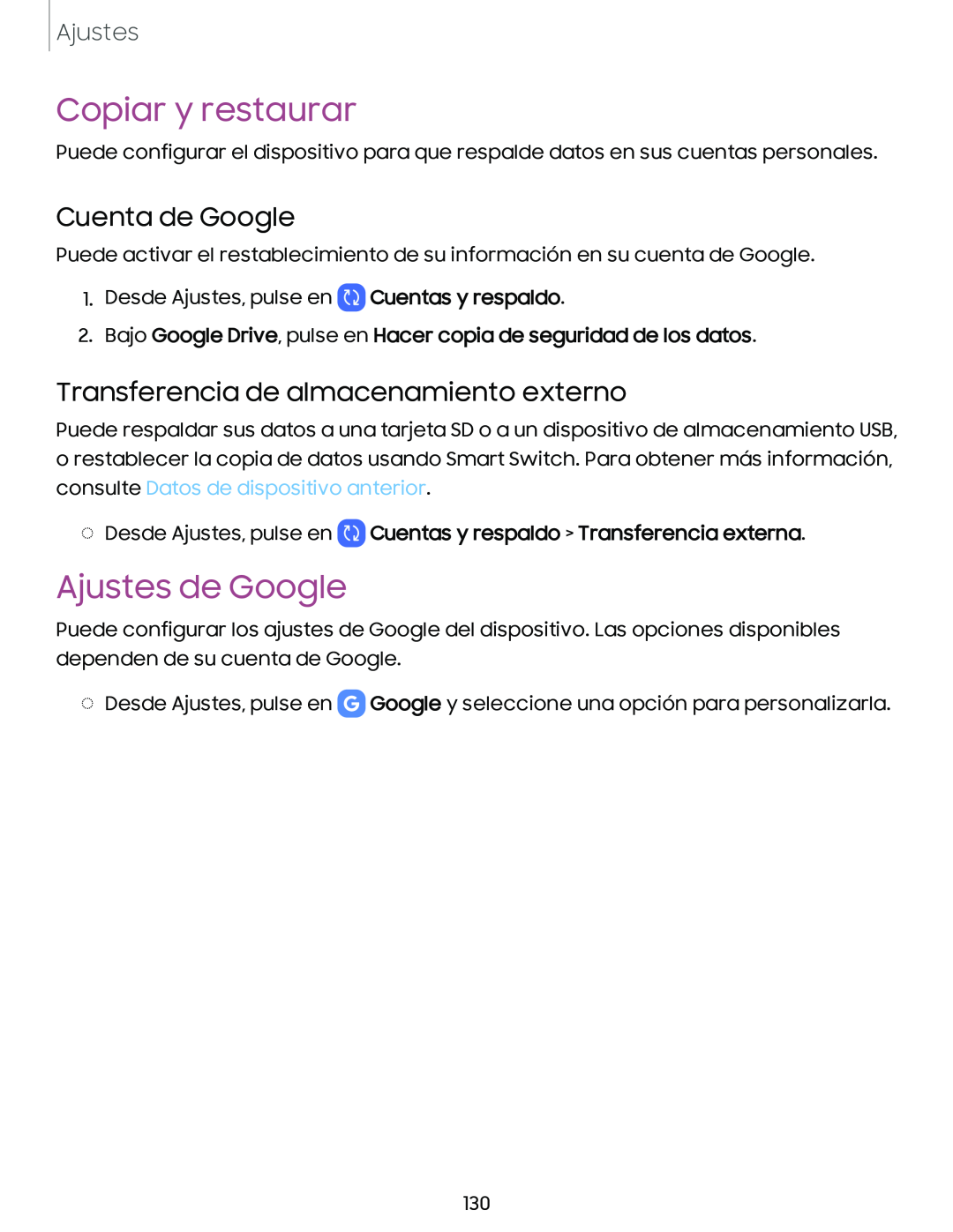 Cuenta de Google Transferencia de almacenamiento externo