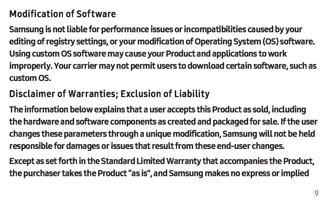 Disclaimer of Warranties; Exclusion of Liability Galaxy Tab S6 Wi-Fi