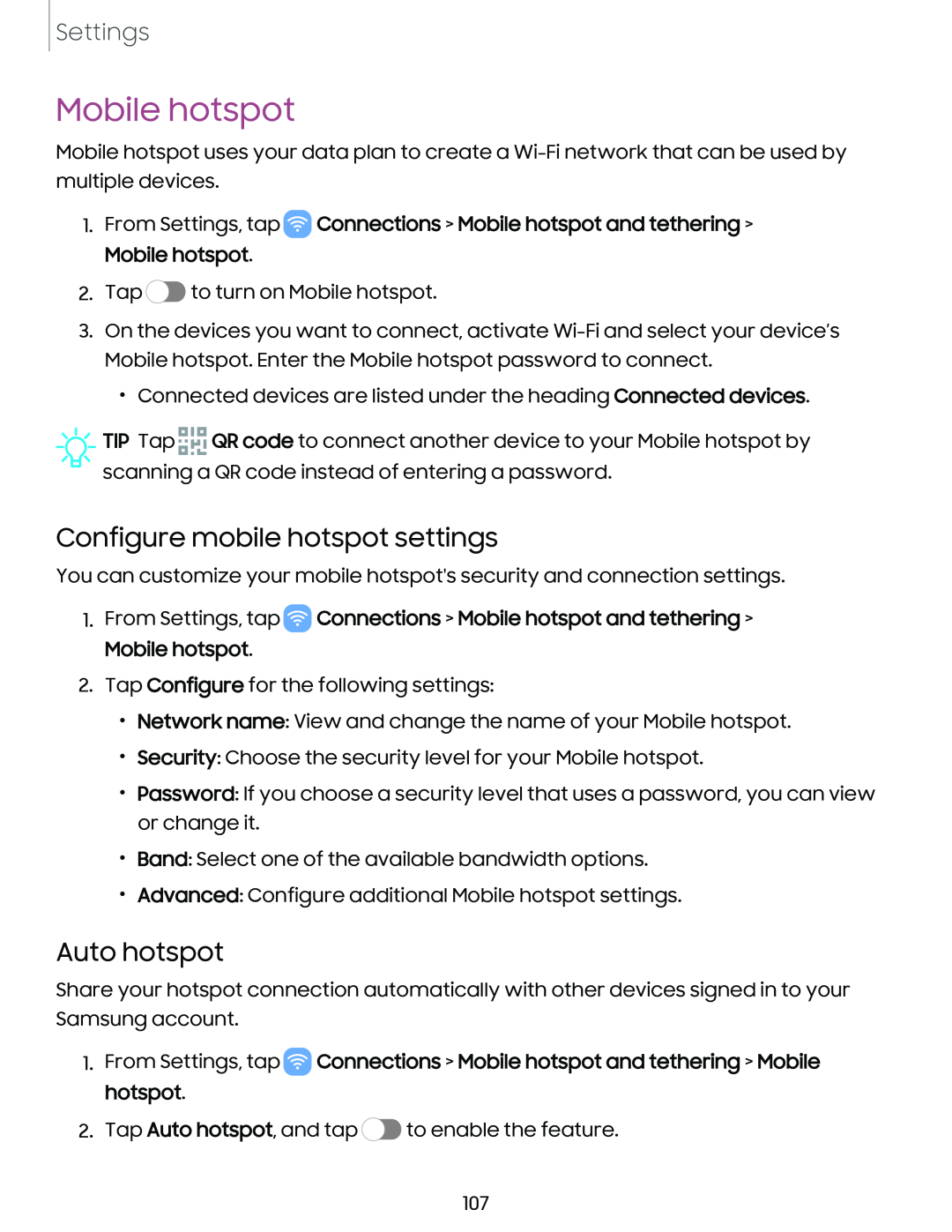 Configure mobile hotspot settings Auto hotspot