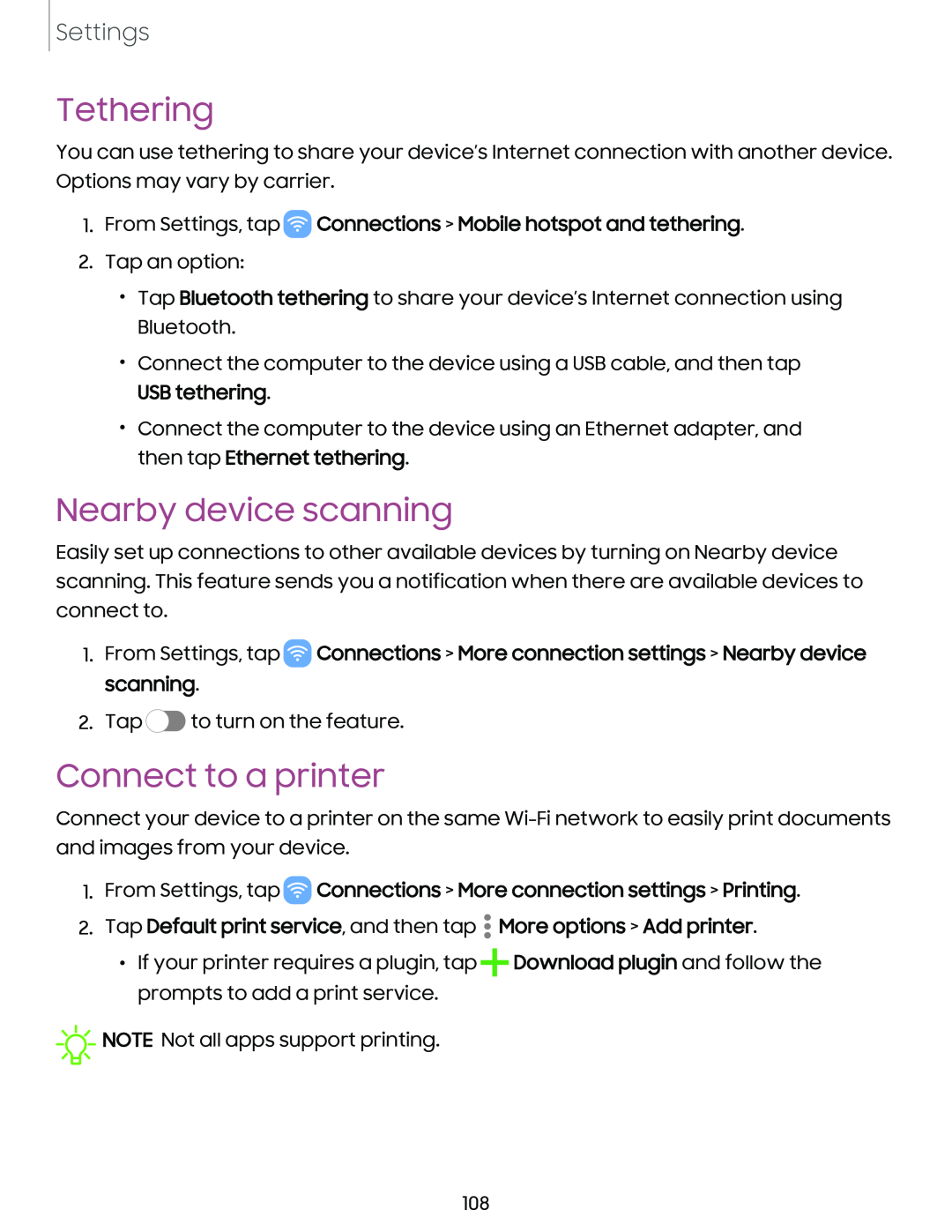 Tethering Nearby device scanning