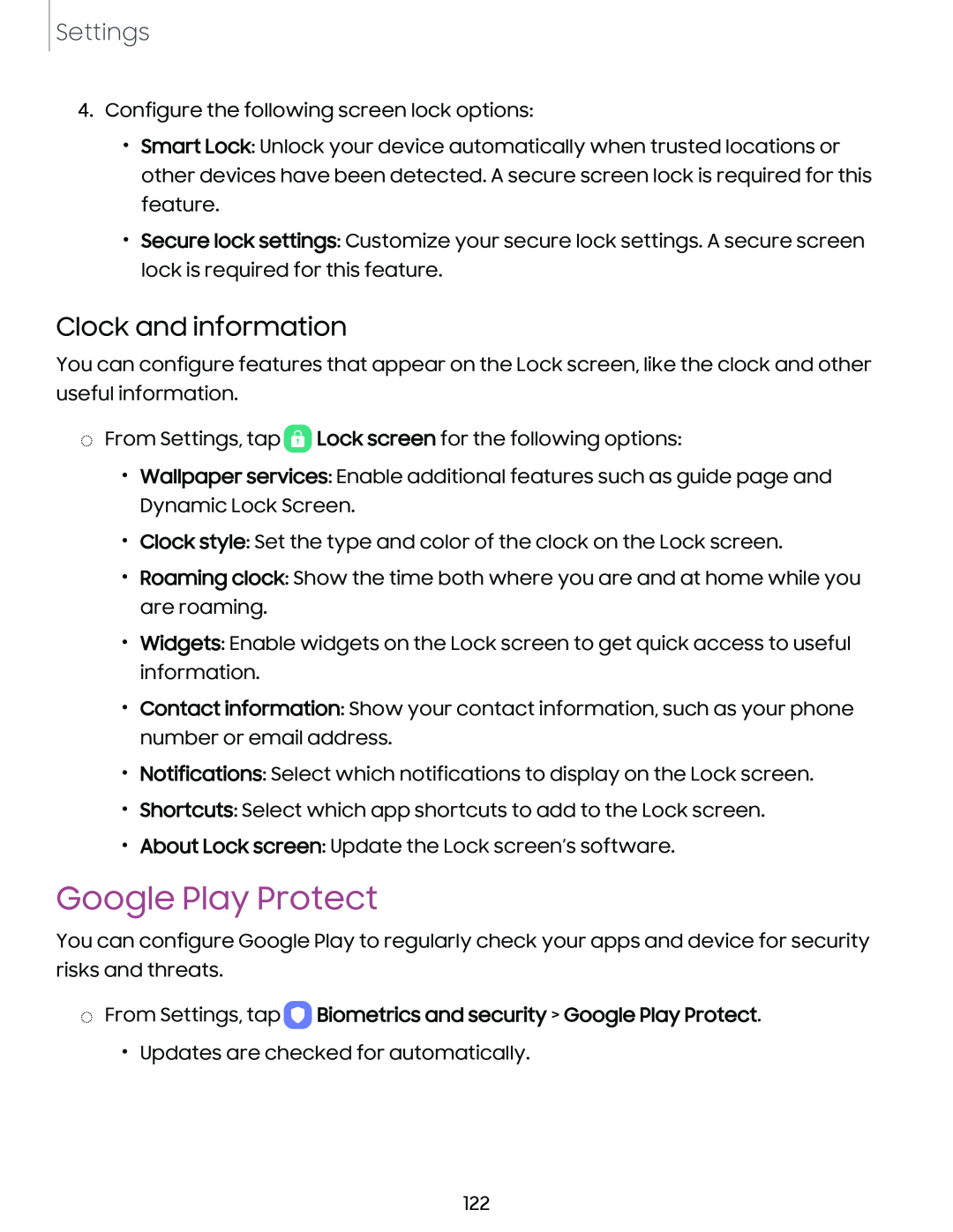 Clock and information Google Play Protect