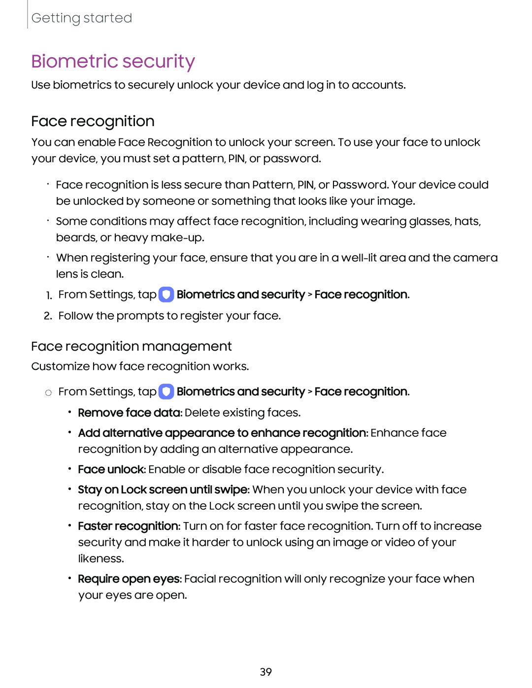 Face recognition management Face recognition