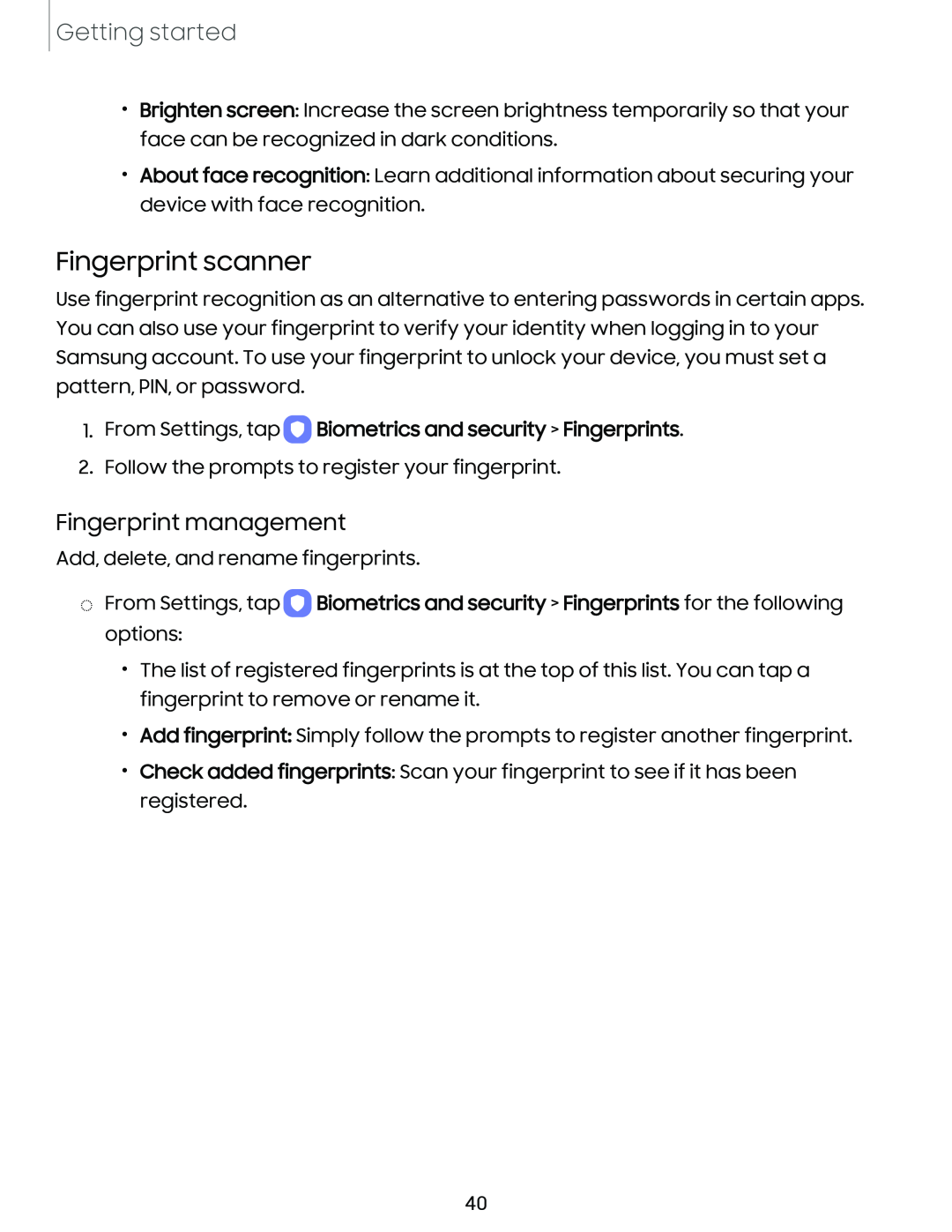 Fingerprint management Fingerprint scanner