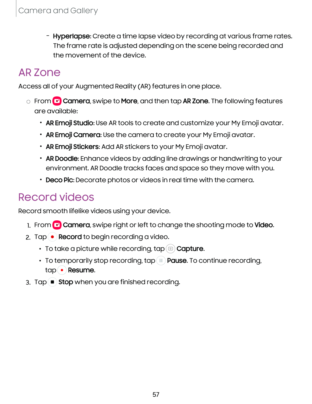 AR Zone Record videos