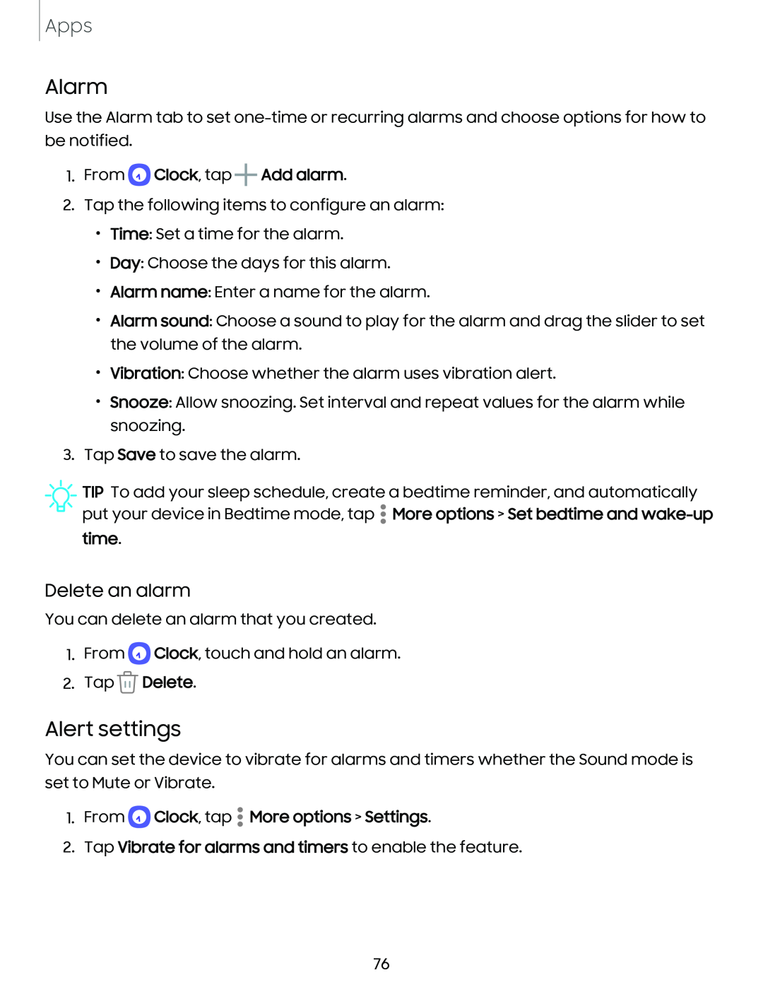 Delete an alarm Galaxy Tab S6 T-Mobile