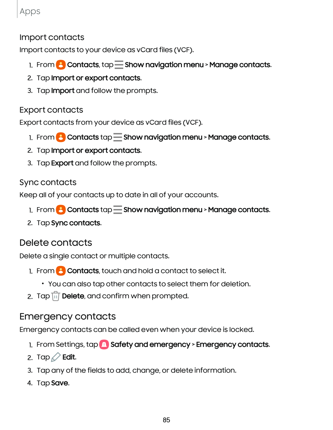 Emergency contacts Galaxy Tab S6 T-Mobile