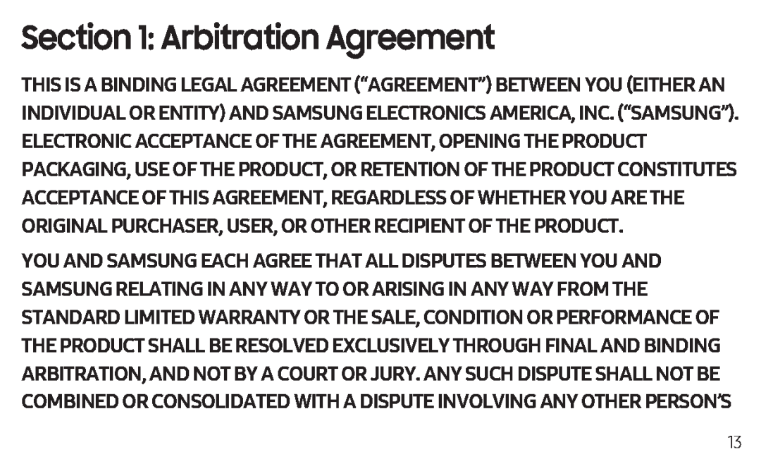 Section 1: Arbitration Agreement