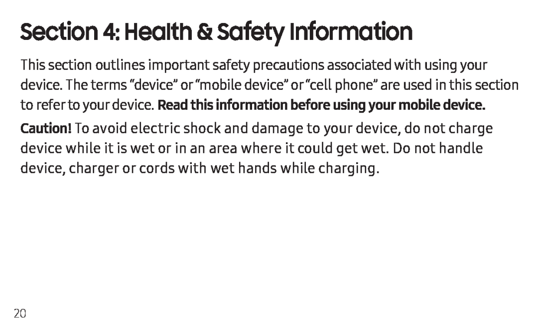 Section 4: Health & Safety Information Galaxy Tab S4 Wi-Fi