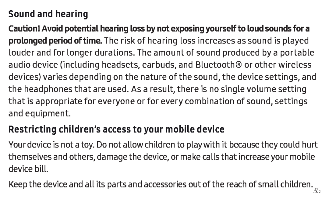 Sound and hearing Restricting children’s access to your mobile device