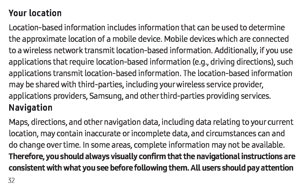 Your location Navigation