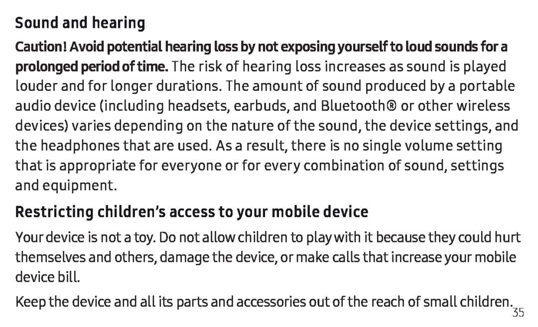 Sound and hearing Restricting children’s access to your mobile device