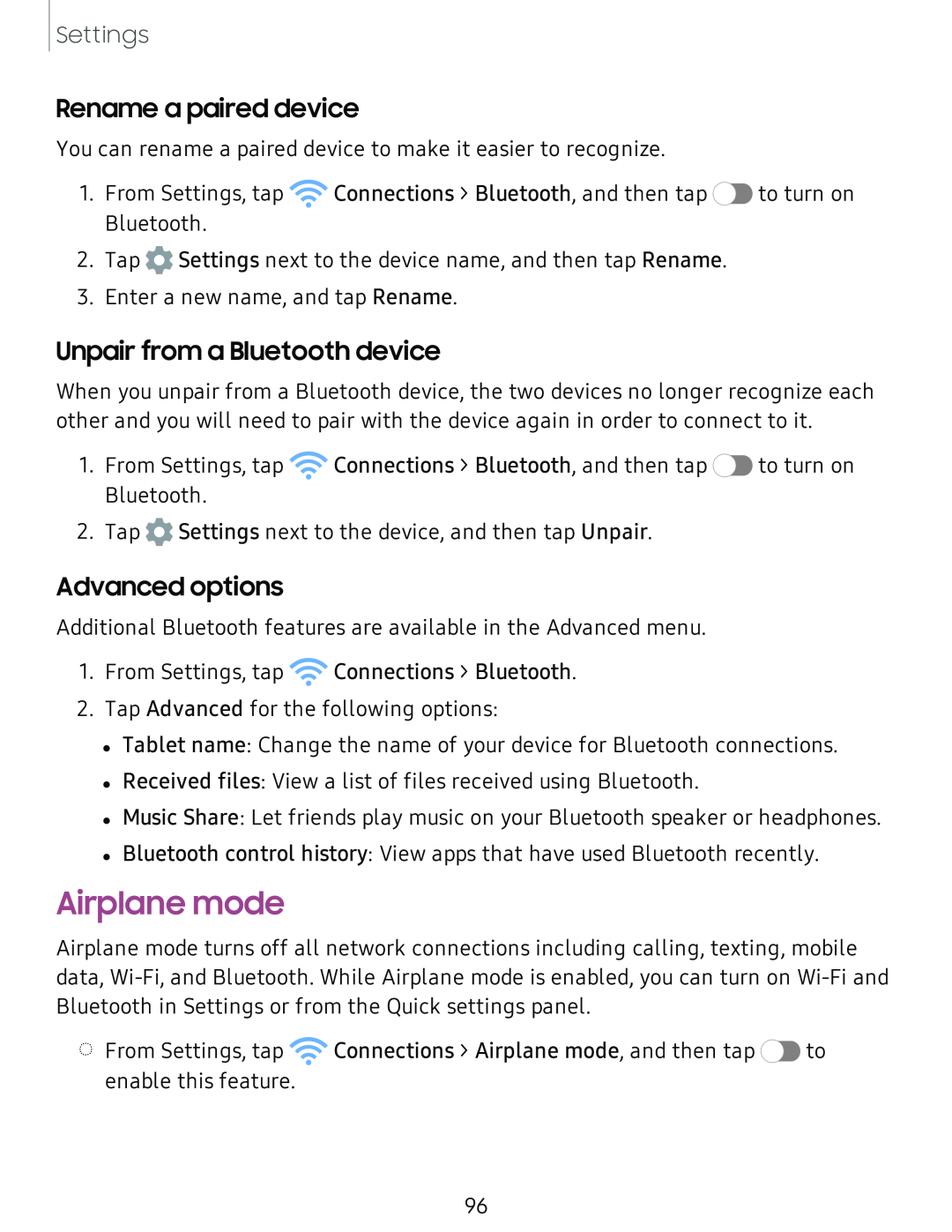 Unpair from a Bluetooth device Galaxy Tab S4 Sprint