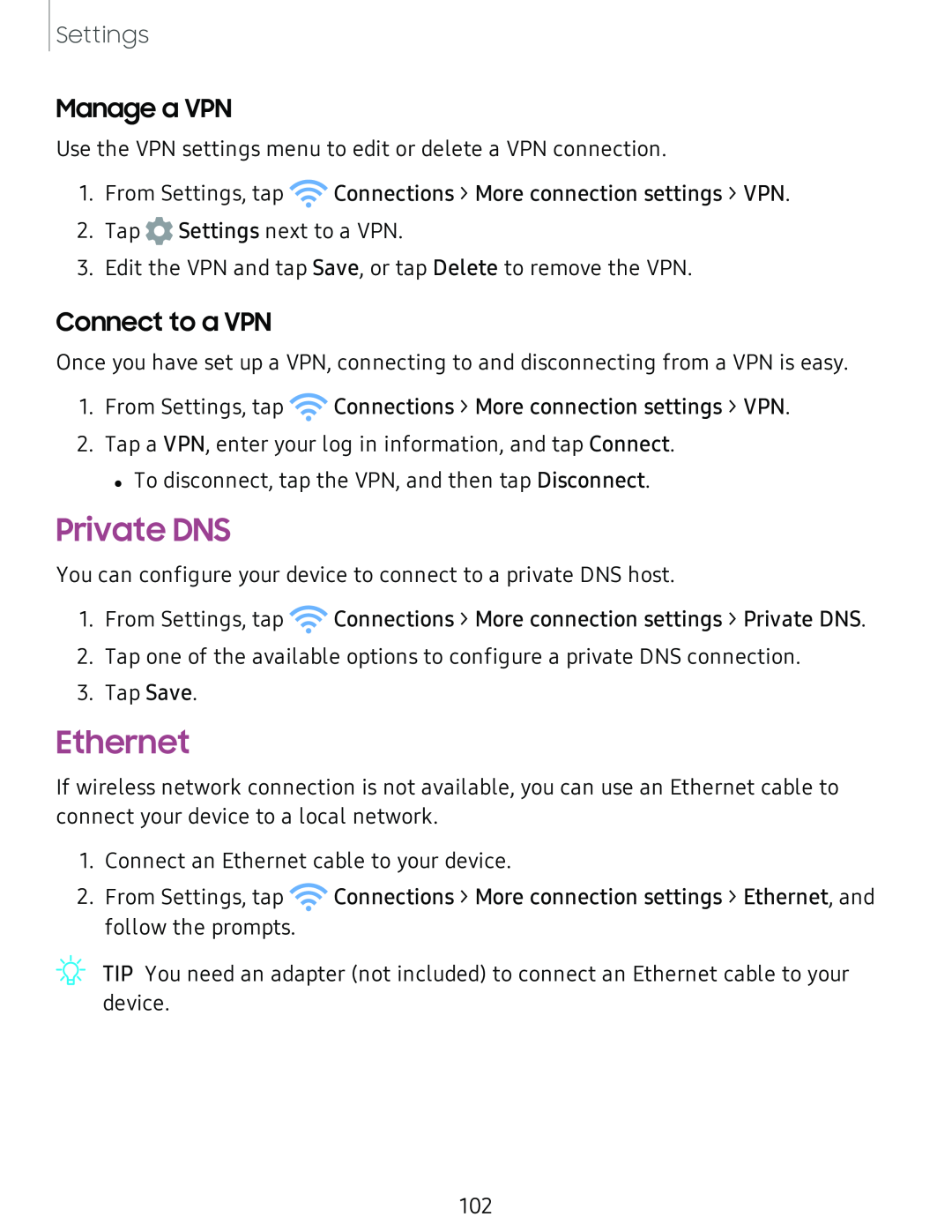 Connect to a VPN Galaxy Tab S4 Sprint