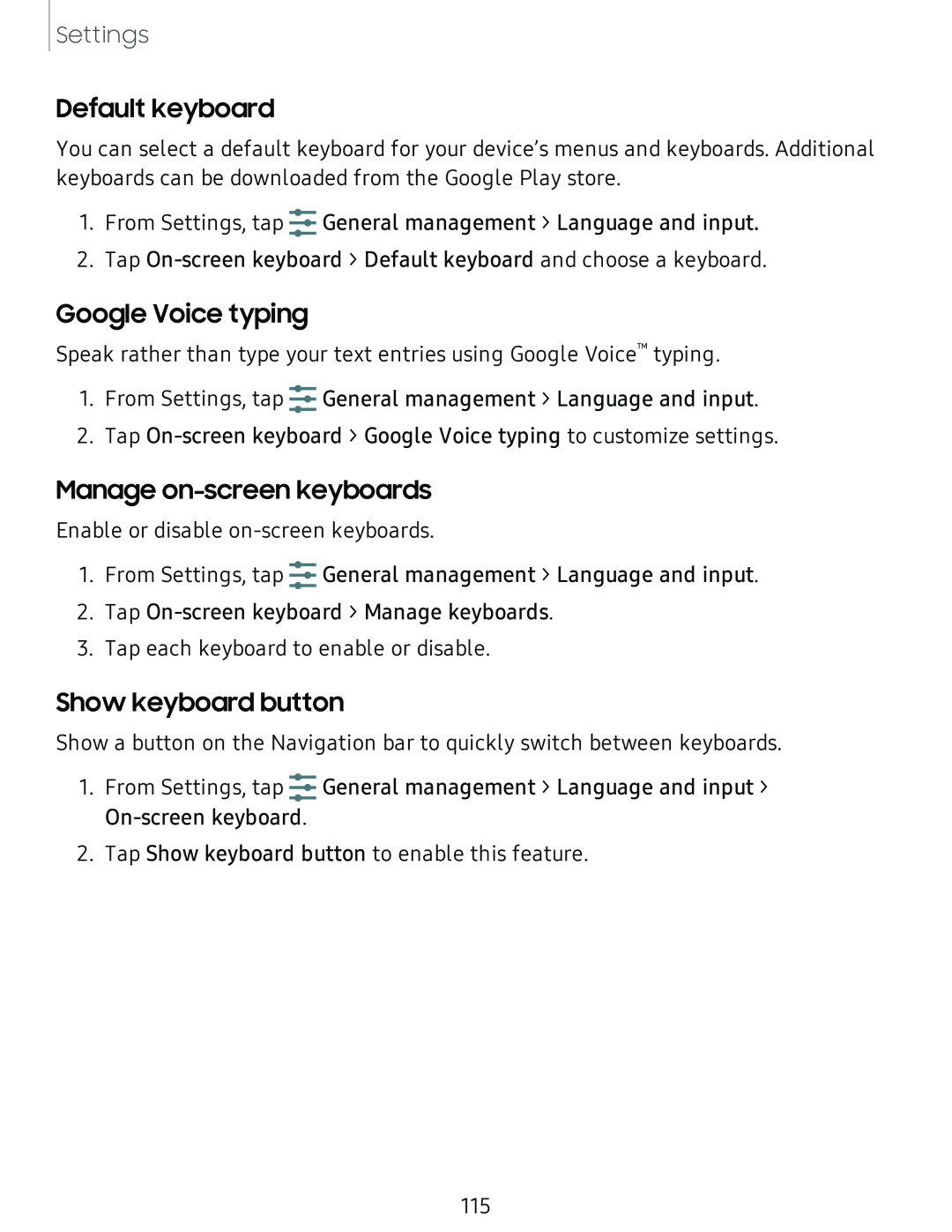 Manage on-screenkeyboards Galaxy Tab S4 Sprint