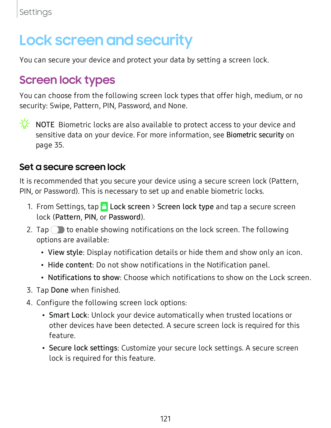 Screen lock types Galaxy Tab S4 Sprint