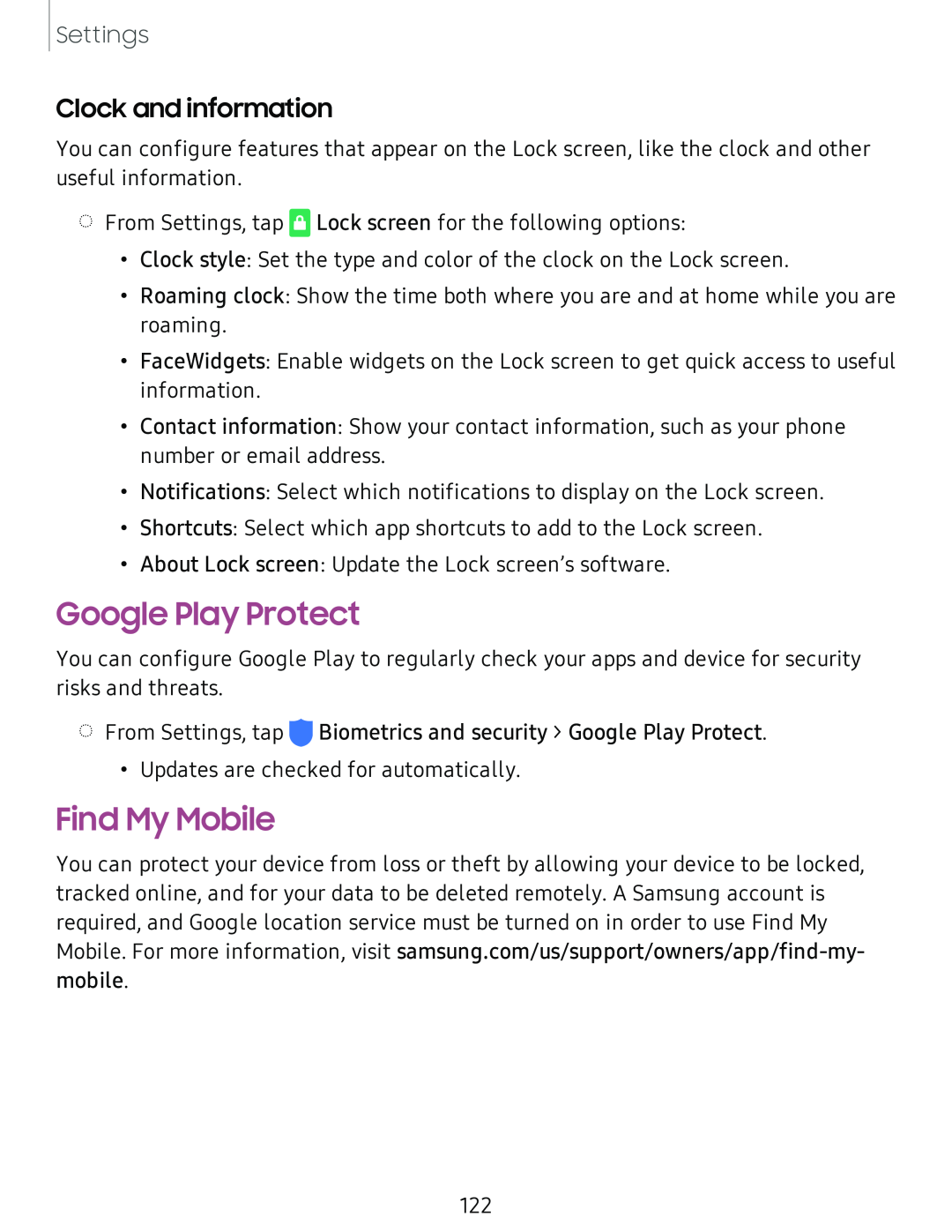 Clock and information Google Play Protect