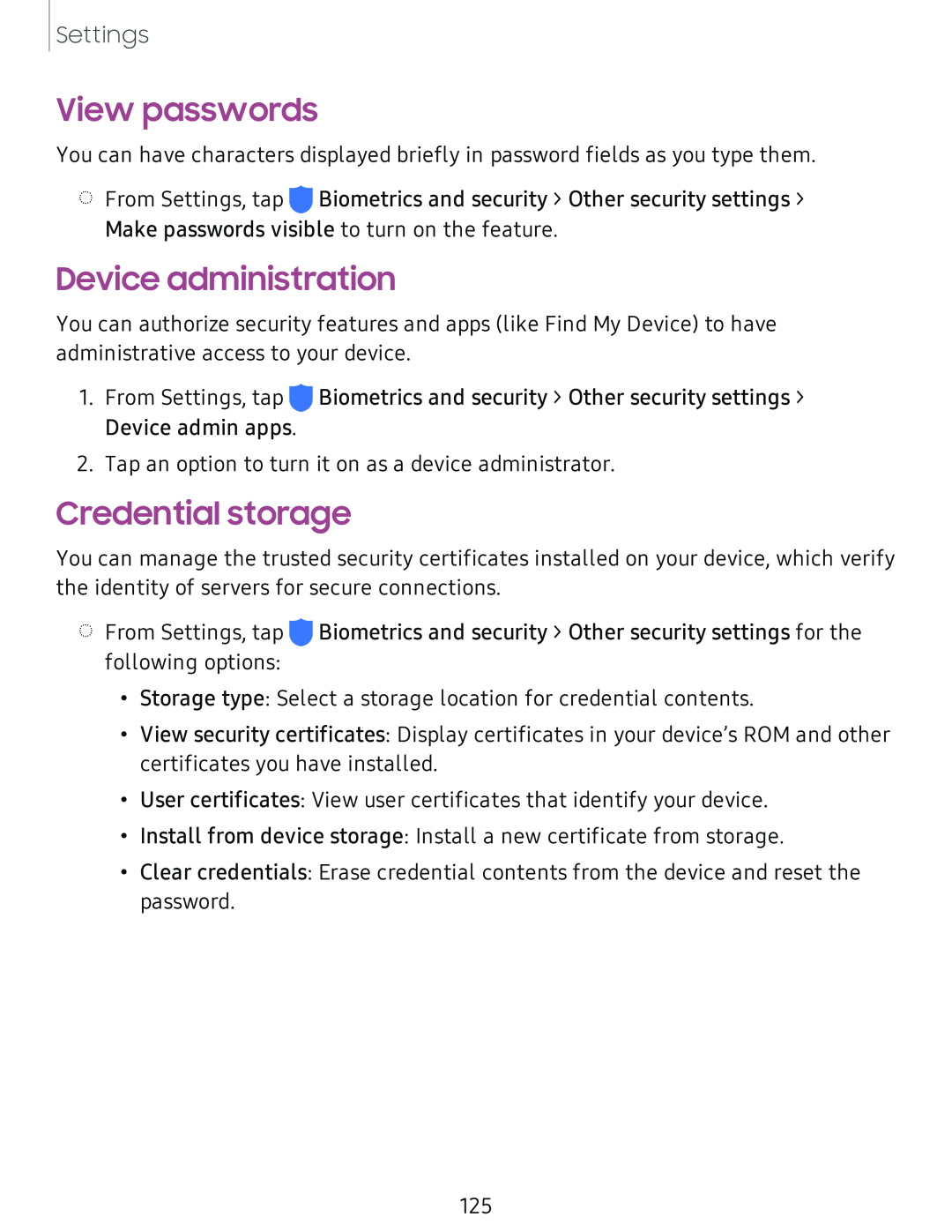 Credential storage Galaxy Tab S4 Sprint