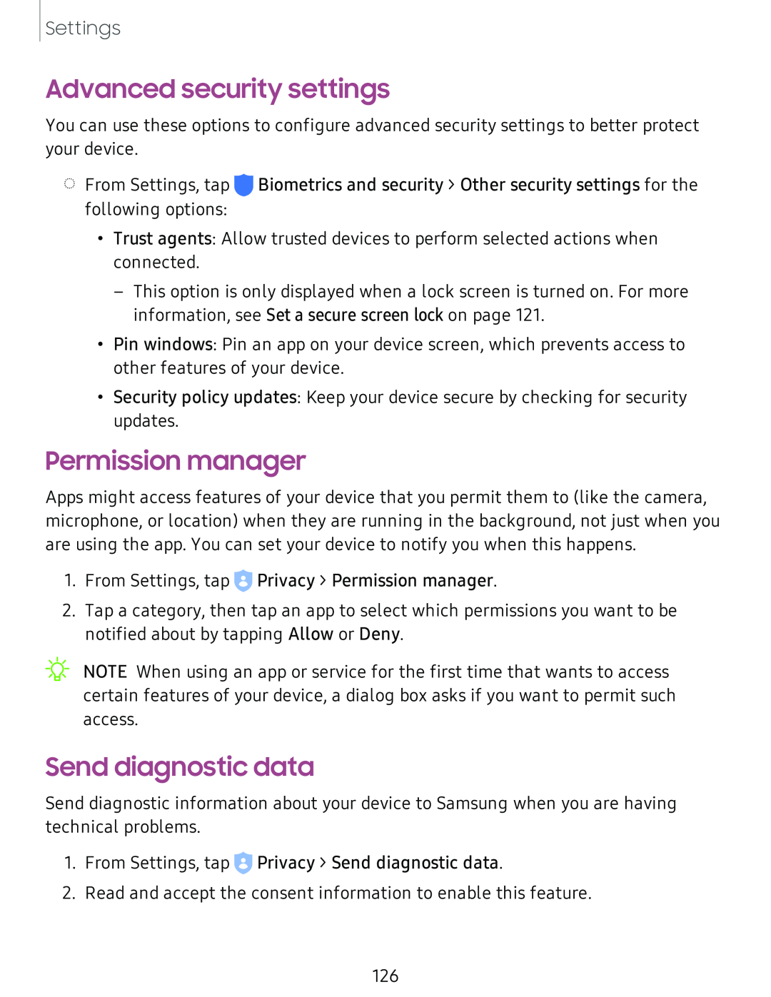 Advanced security settings Permission manager