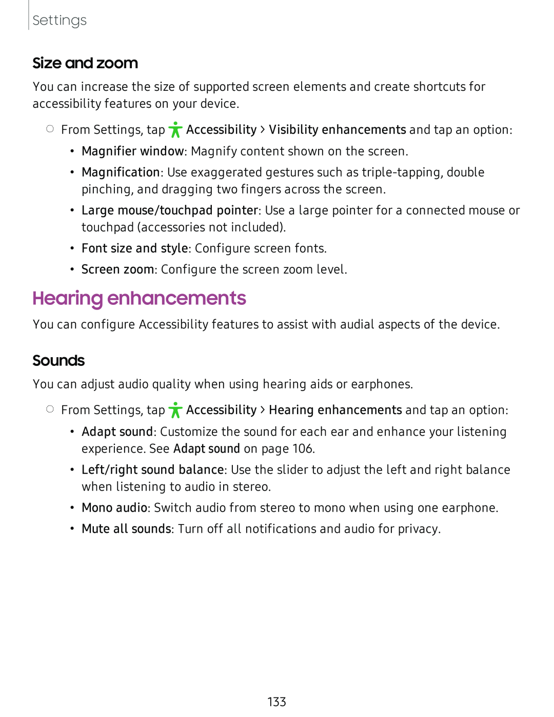 Size and zoom Sounds