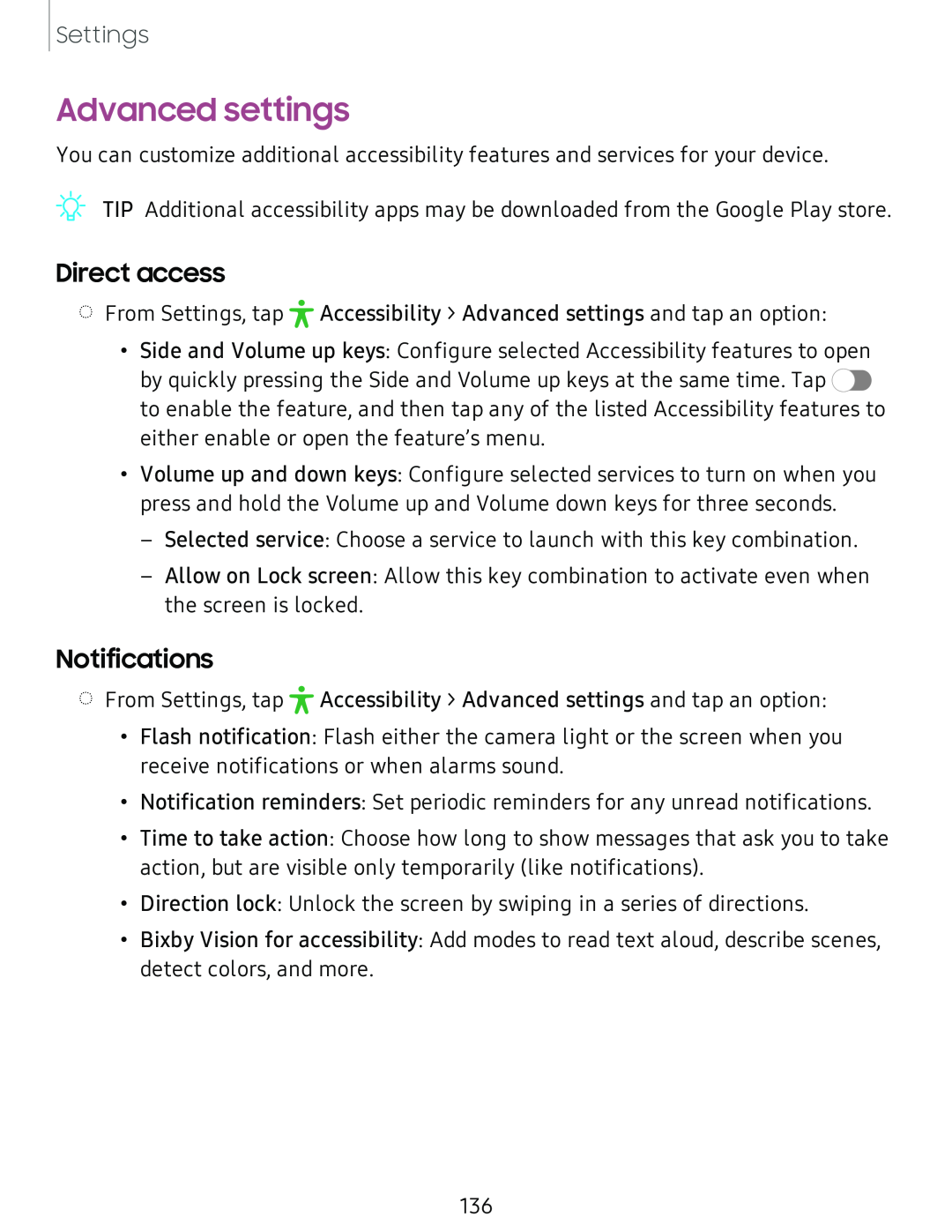 Advanced settings Galaxy Tab S4 Sprint