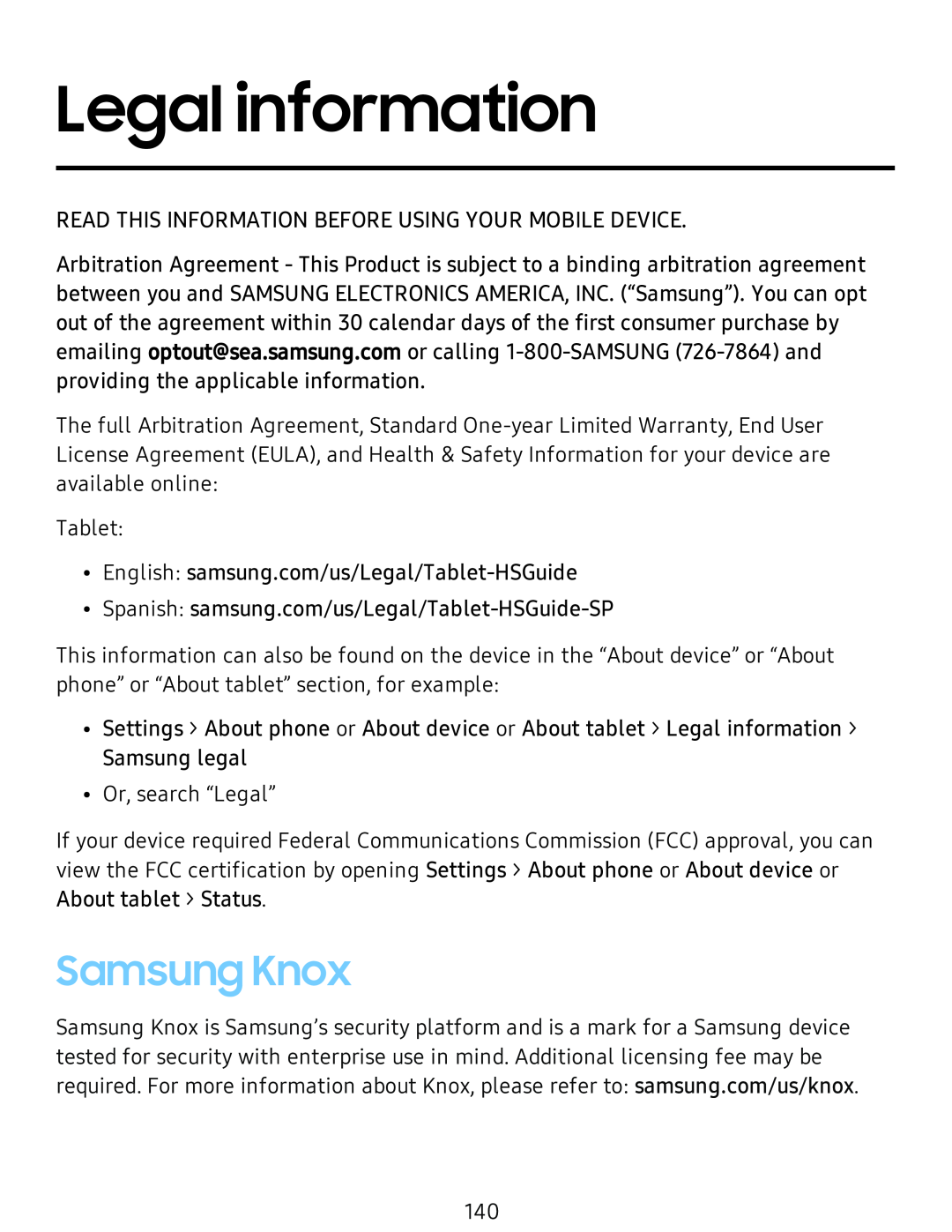 Legal information Galaxy Tab S4 Sprint