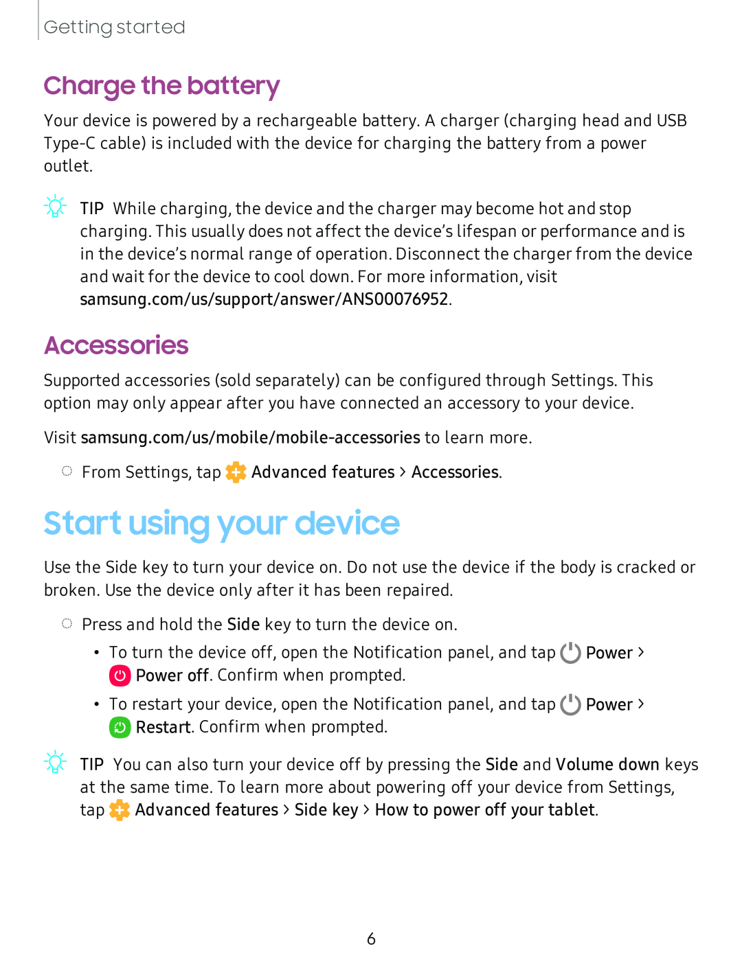 Charge the battery Galaxy Tab S4 Sprint