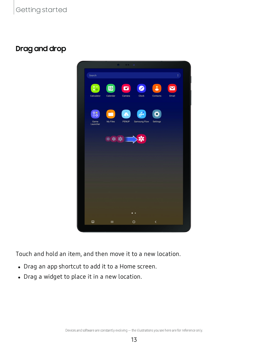 Drag and drop Galaxy Tab S4 Sprint