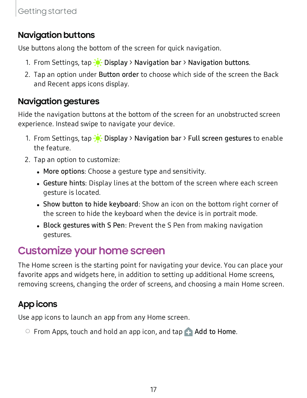 Navigation buttons Galaxy Tab S4 Sprint