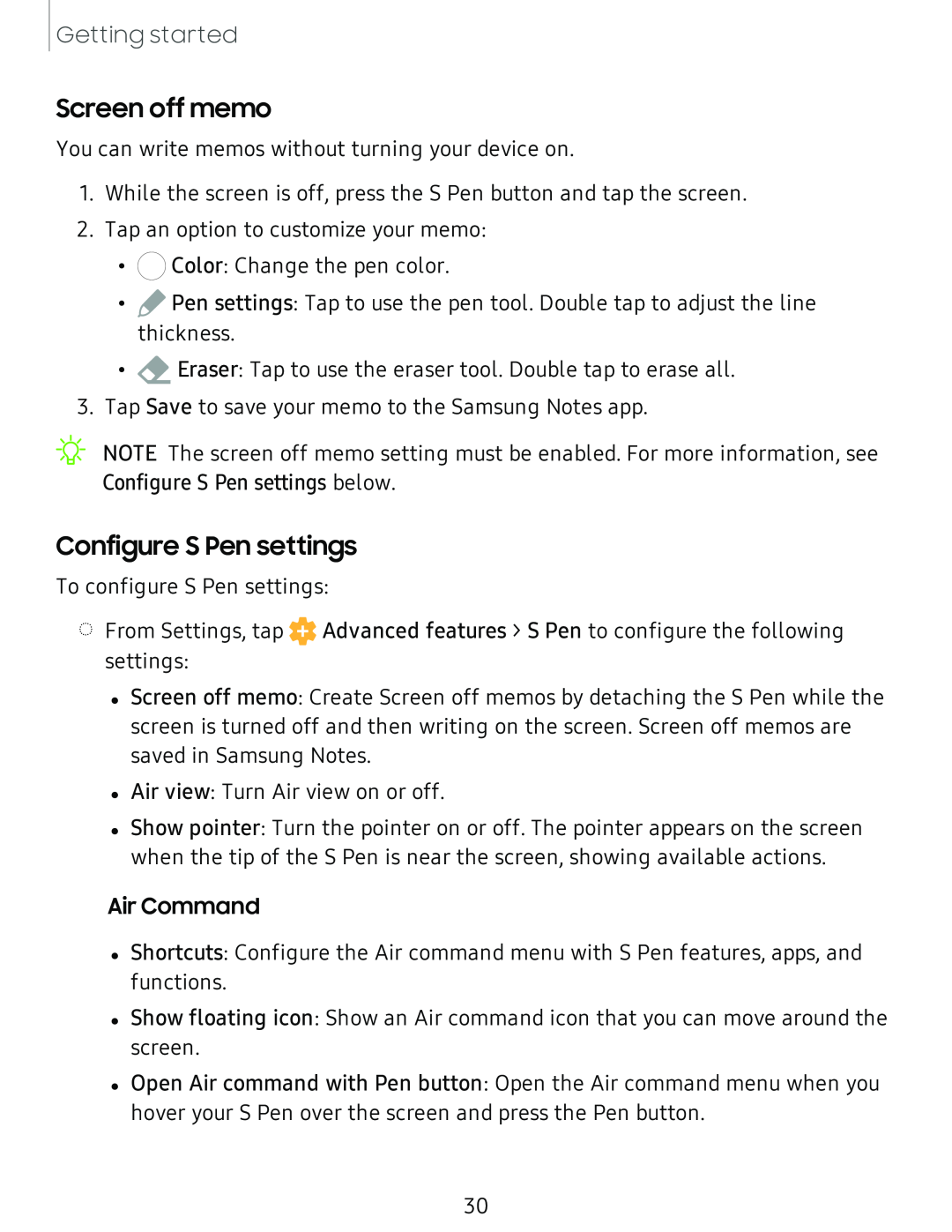 Configure S Pen settings Galaxy Tab S4 Sprint