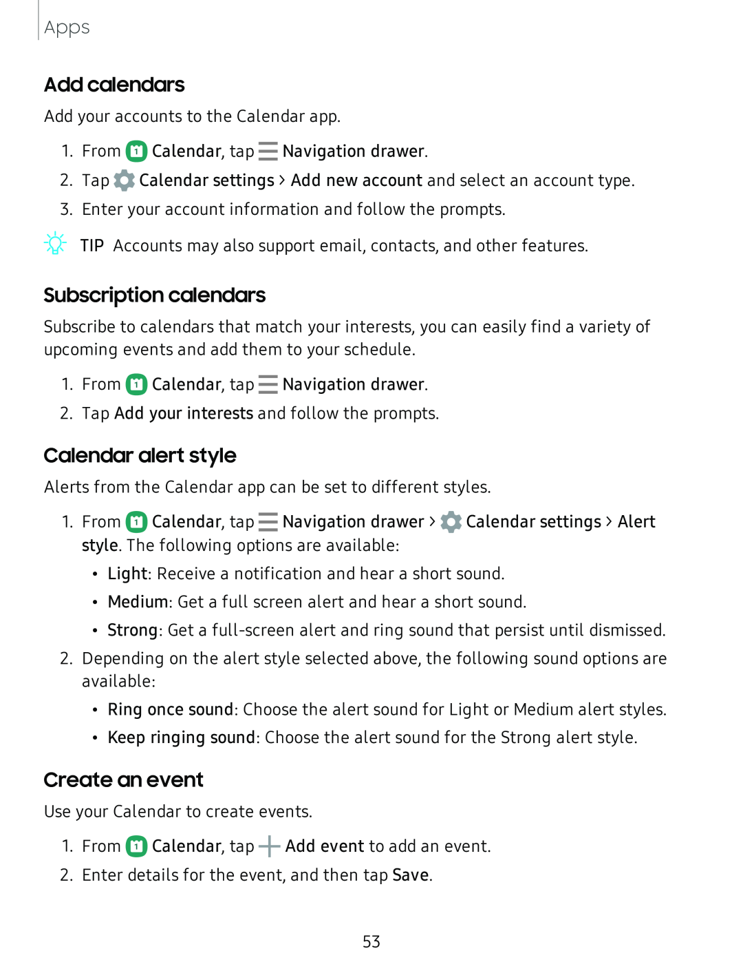 Create an event Galaxy Tab S4 Sprint