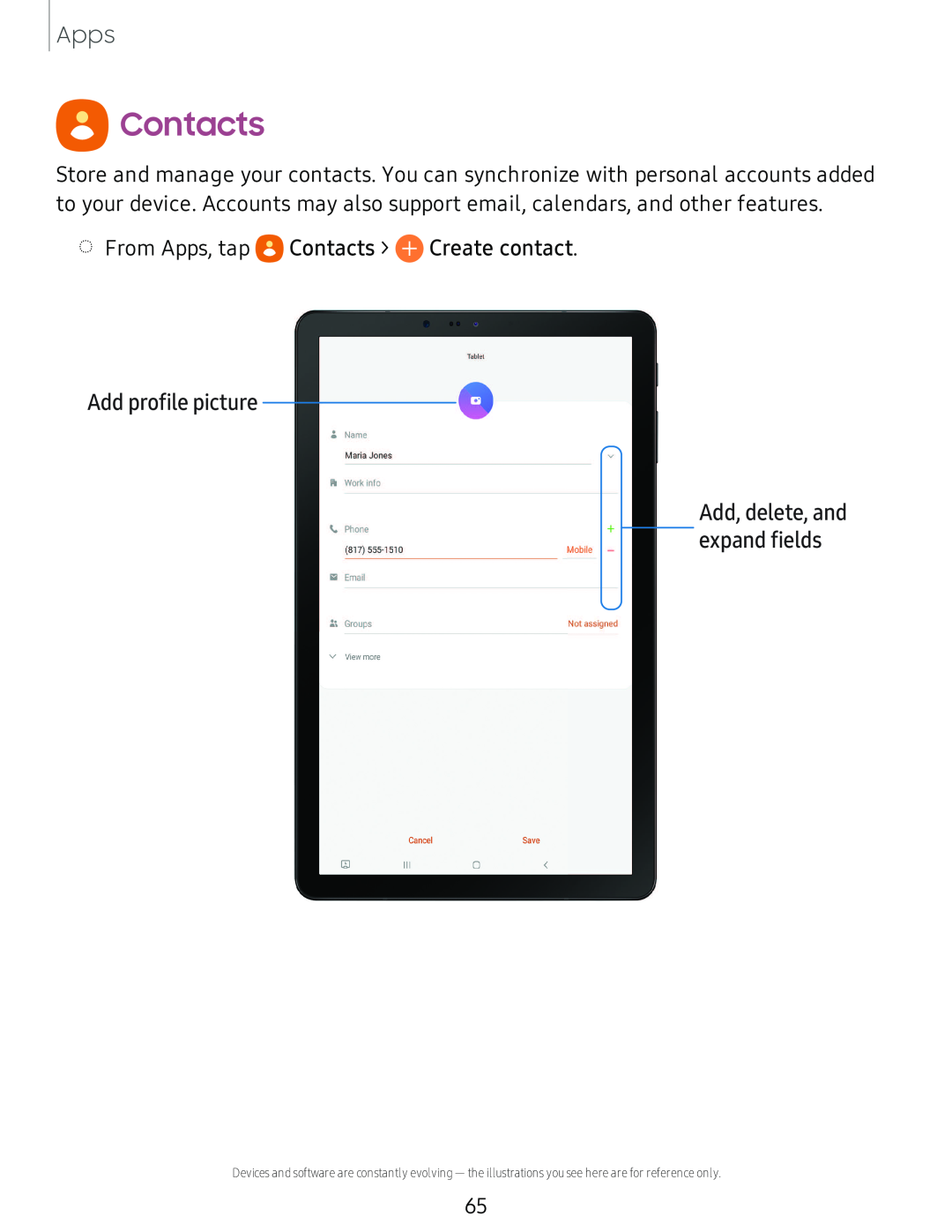 Contacts Galaxy Tab S4 Sprint