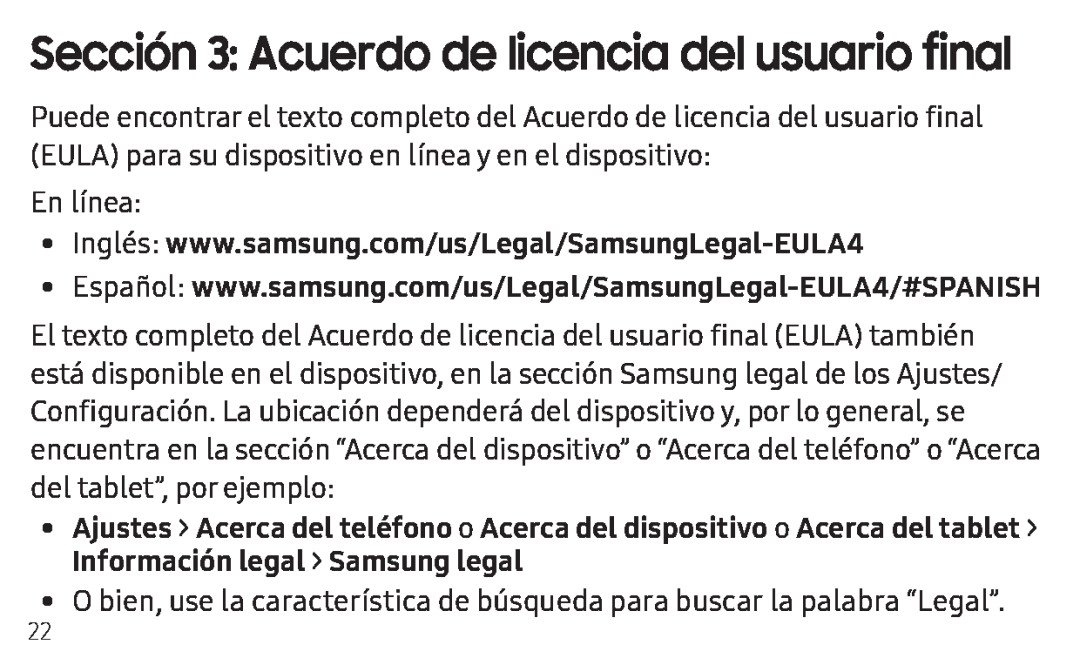 Sección 3: Acuerdo de licencia del usuario final Galaxy Tab S4 AT&T