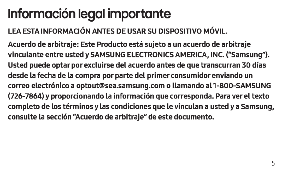 Información legal importante Galaxy Tab S4 AT&T