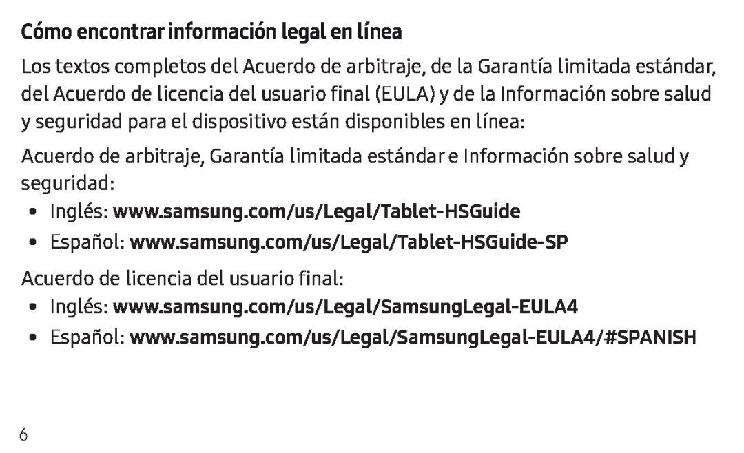 Cómo encontrar información legal en línea Galaxy Tab S4 AT&T