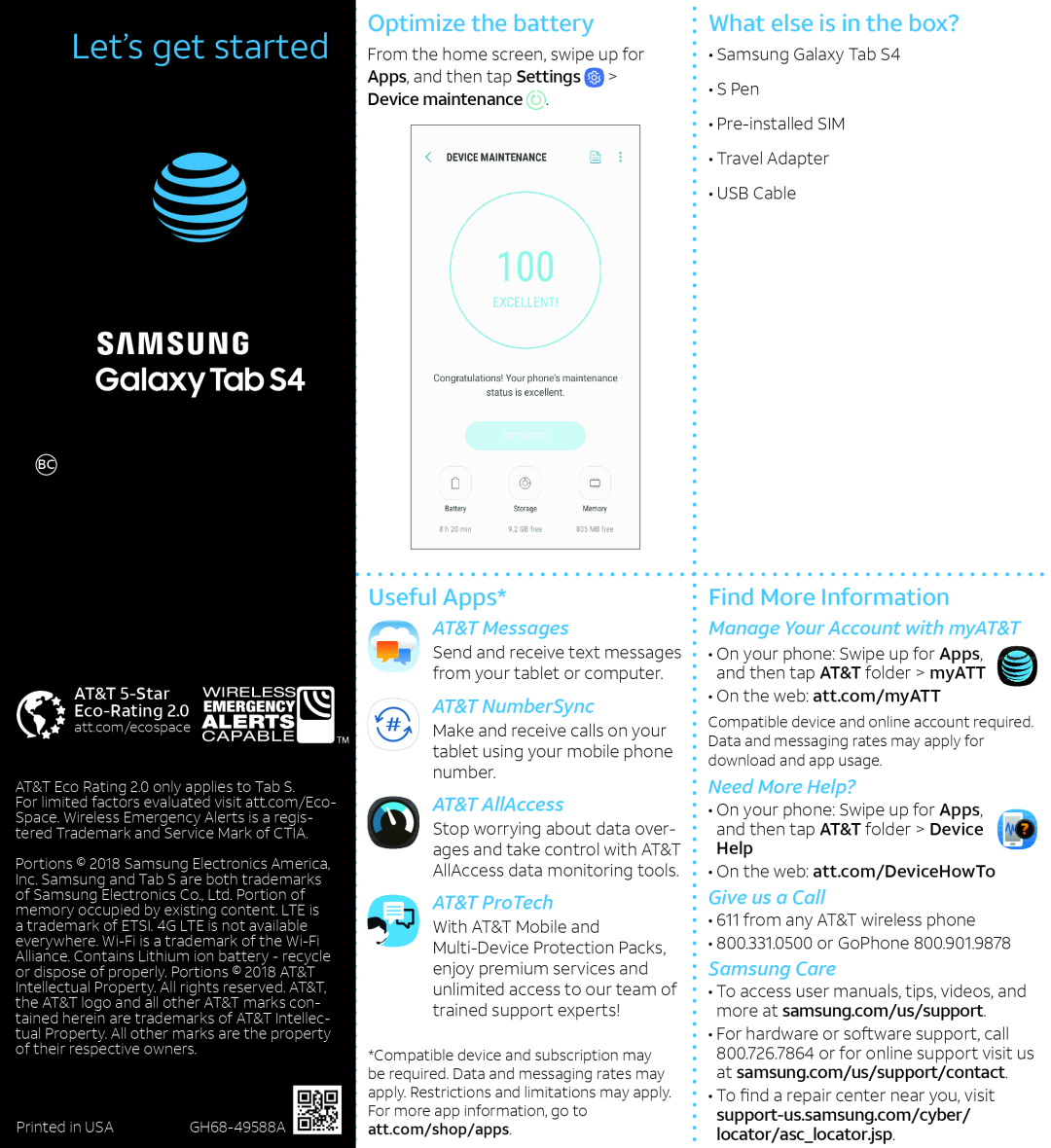 Make and receive calls on your tablet using your mobile phone number Galaxy Tab S4 AT&T